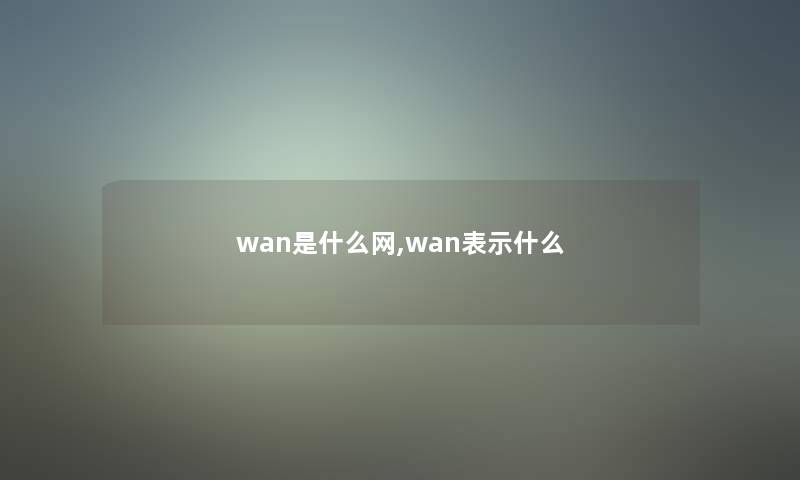 wan是什么网,wan表示什么 wan是什么网,wan表示什么
