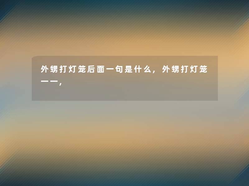外甥打灯笼后面一句是什么,外甥打灯笼一一, 外甥打灯笼后面一句是什么,外甥打灯笼一一,