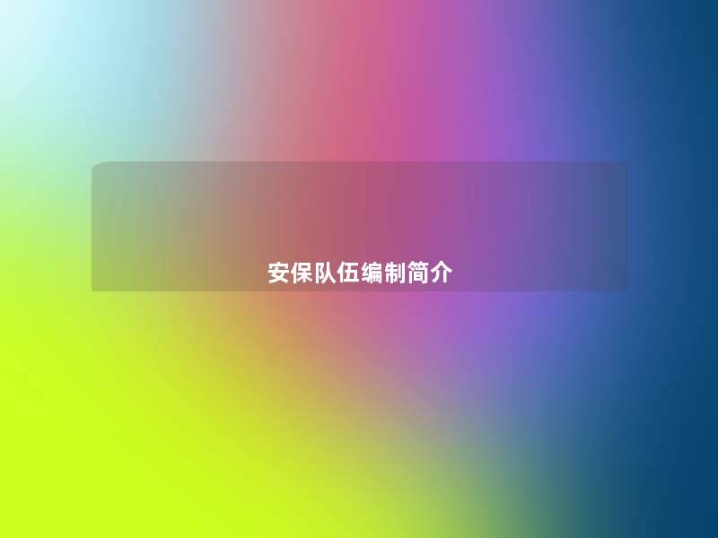 安保队伍编制简介