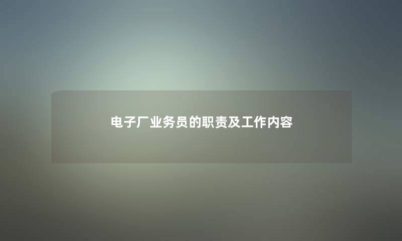 电子厂业务员的职责及工作内容