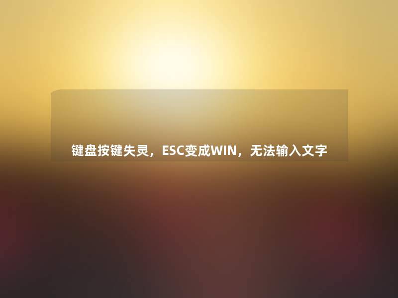 键盘按键失灵，ESC变成WIN，无法输入文字