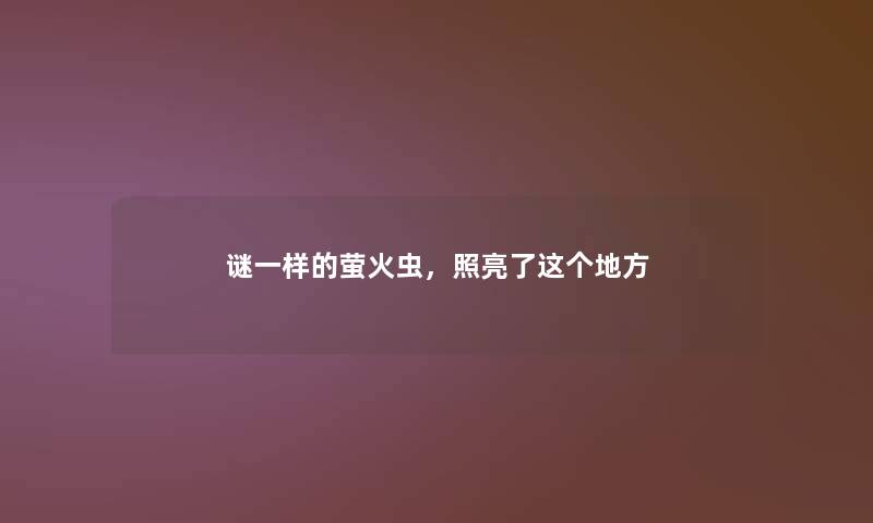 谜一样的萤火虫,照亮了这个地方 谜一样的萤火虫,照亮了这个地方