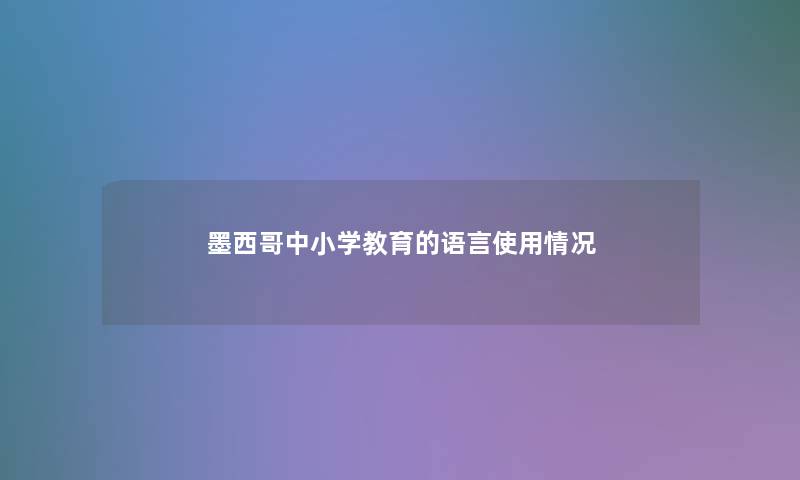 墨西哥中小学教育的语言使用情况
