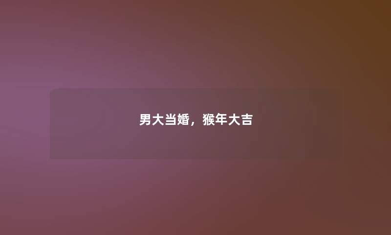 男大当婚，猴年大吉