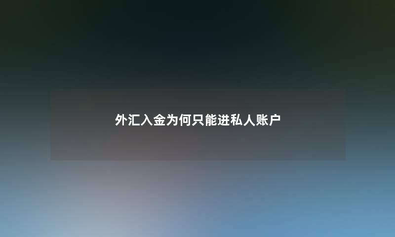外汇入金为何只能进私人账户