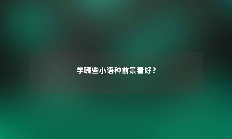 学哪些小语种前景看好？