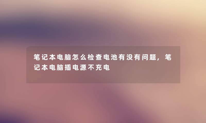 笔记本电脑怎么检查电池有没有问题,笔记本电脑插电源不充电 笔记本电脑怎么检查电池有没有问题,笔记本电脑插电源不充电