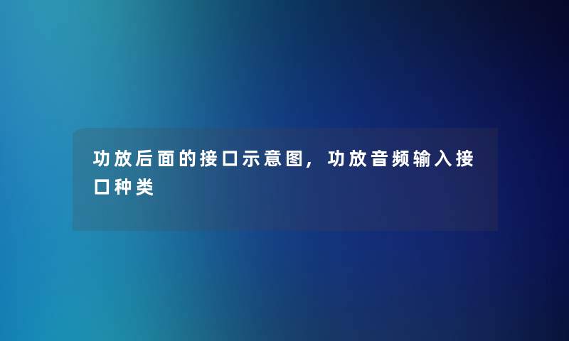 功放后面的接口示意图,功放音频输入接口种类 功放后面的接口示意图,功放音频输入接口种类
