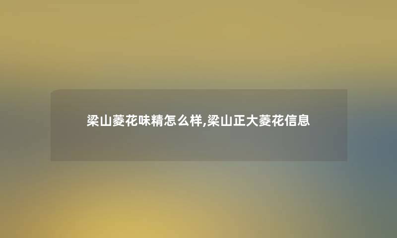 梁山菱花味精怎么样,梁山正大菱花信息 梁山菱花味精怎么样,梁山正大菱花信息