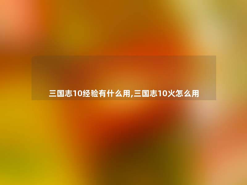 三国志10经验有什么用,三国志10火怎么用 三国志10经验有什么用,三国志10火怎么用