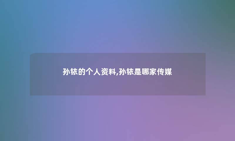 孙铱的个人资料,孙铱是哪家传媒