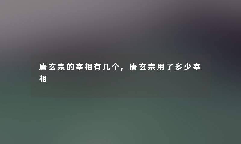 唐玄宗的宰相有几个,唐玄宗用了多少宰相