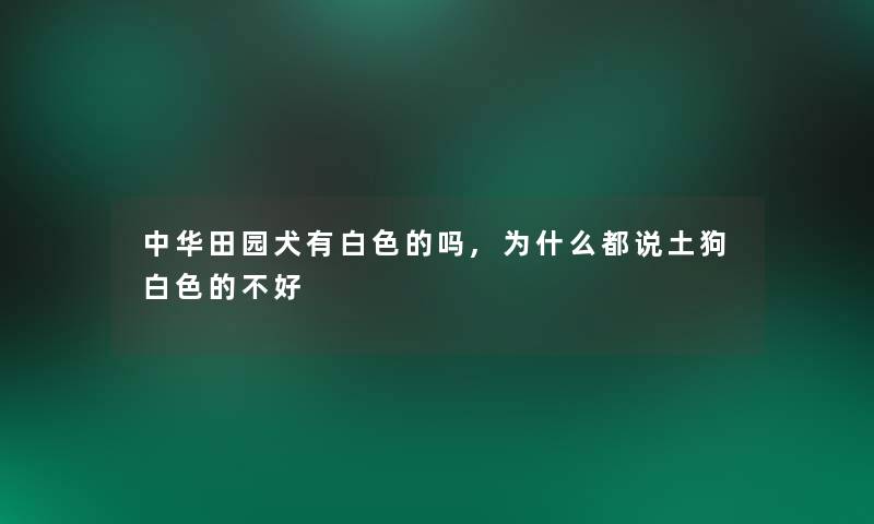 中华田园犬有白色的吗,为什么都说土狗白色的不好