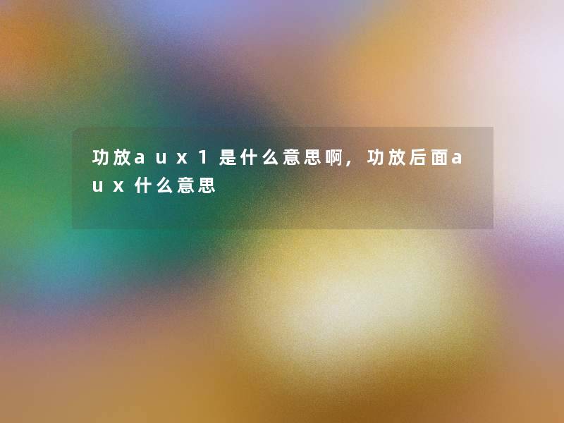功放aux1是什么意思啊,功放后面aux什么意思 功放aux1是什么意思啊,功放后面aux什么意思