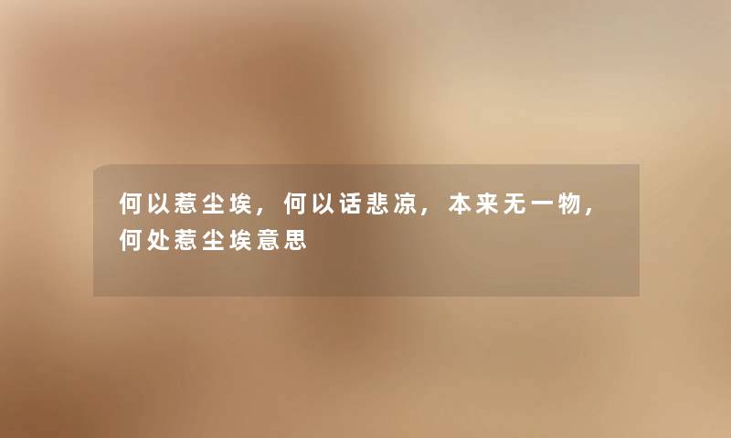 何以惹尘埃,何以话悲凉,本来无一物,何处惹尘埃意思