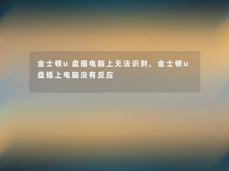 金士顿u盘插电脑上无法识别,金士顿u盘插上电脑没有反应