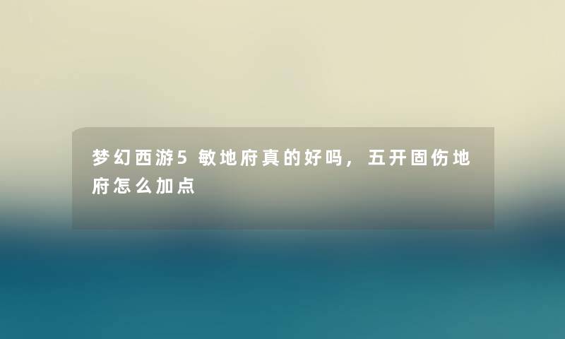 梦幻西游5敏地府真的好吗,五开固伤地府怎么加点