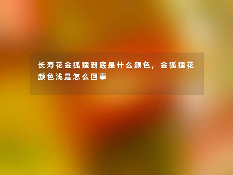 长寿花金狐狸到底是什么颜色,金狐狸花颜色浅是怎么回事