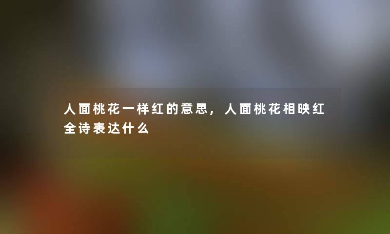 人面桃花一样红的意思,人面桃花相映红全诗表达什么