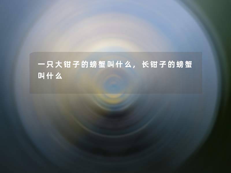 一只大钳子的螃蟹叫什么,长钳子的螃蟹叫什么