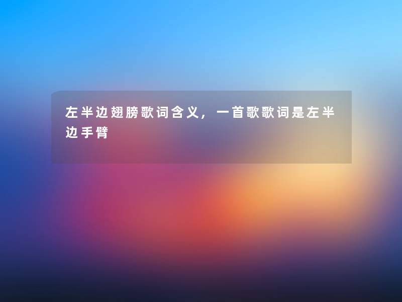 左半边翅膀歌词含义,一首歌歌词是左半边手臂