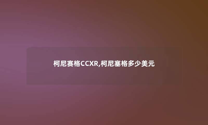 柯尼赛格CCXR,柯尼塞格多少美元