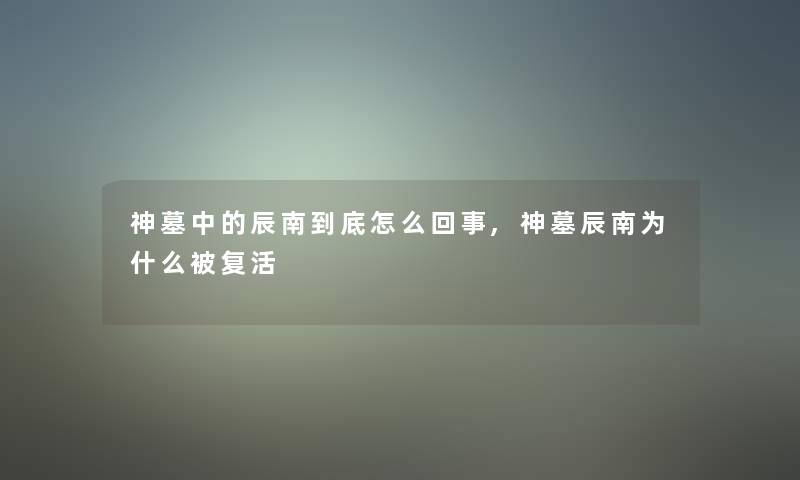 神墓中的辰南到底怎么回事,神墓辰南为什么被复活