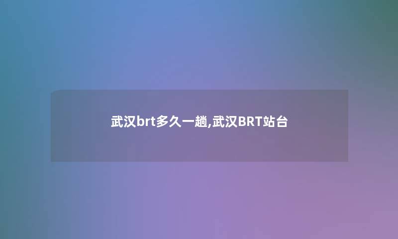 武汉brt多久一趟,武汉BRT站台