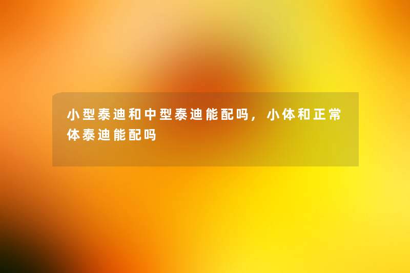 小型泰迪和中型泰迪能配吗,小体和正常体泰迪能配吗