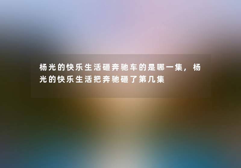 杨光的快乐生活砸奔驰车的是哪一集,杨光的快乐生活把奔驰砸了第几集