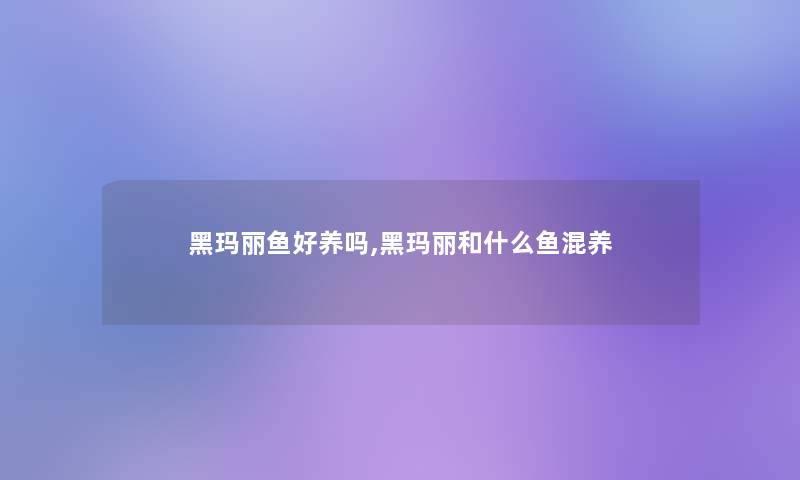 黑玛丽鱼好养吗,黑玛丽和什么鱼混养 黑玛丽鱼好养吗,黑玛丽和什么鱼混养