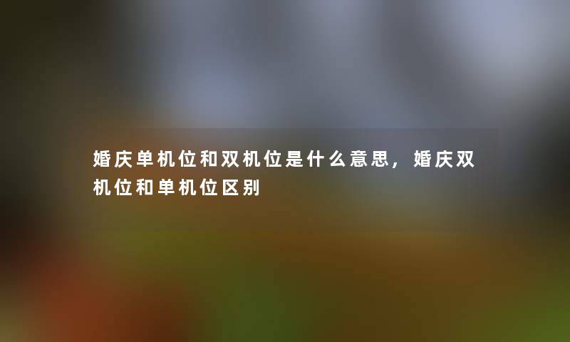 婚庆单机位和双机位是什么意思,婚庆双机位和单机位区别 婚庆单机位和双机位是什么意思,婚庆双机位和单机位区别