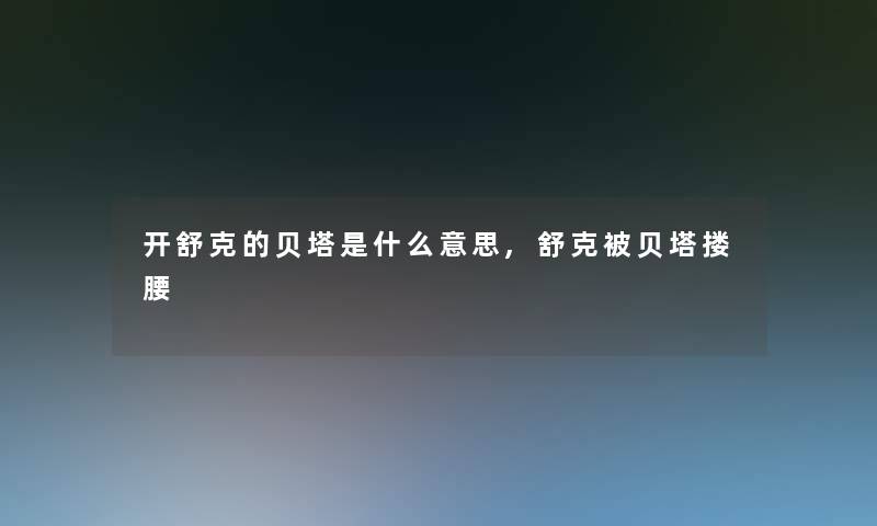 开舒克的贝塔是什么意思,舒克被贝塔搂腰