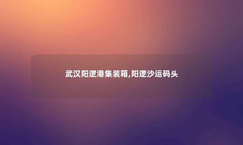 武汉阳逻港集装箱,阳逻沙运码头