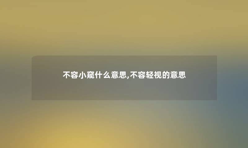 不容小窥什么意思,不容轻视的意思 不容小窥什么意思,不容轻视的意思