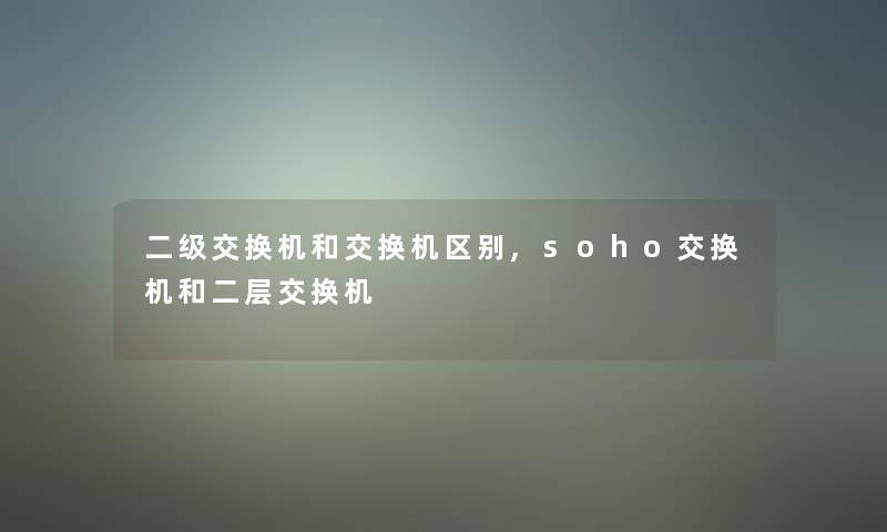 二级交换机和交换机区别,soho交换机和二层交换机 二级交换机和交换机区别,soho交换机和二层交换机