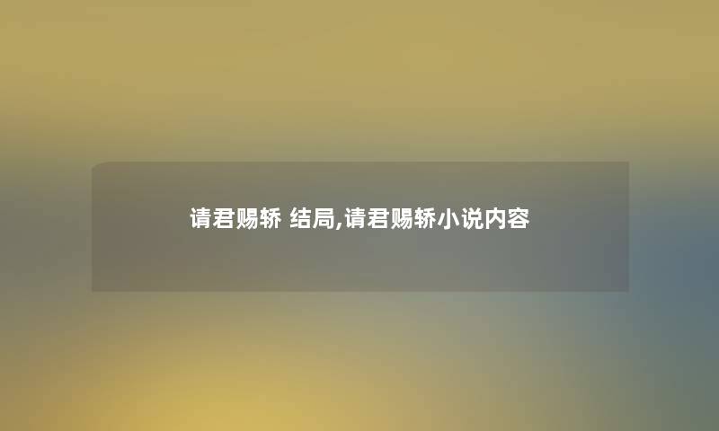 请君赐轿 结局,请君赐轿小说内容