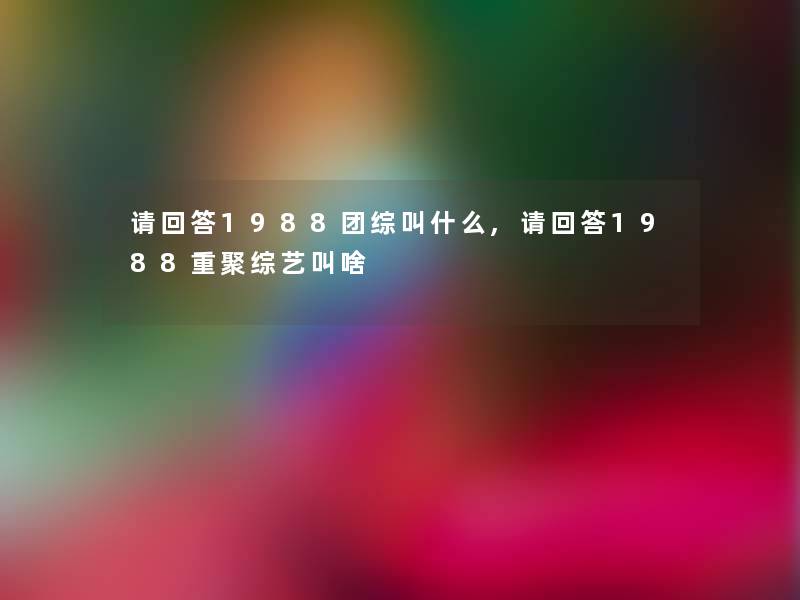 请回答1988团综叫什么,请回答1988重聚综艺叫啥 请回答1988团综叫什么,请回答1988重聚综艺叫啥