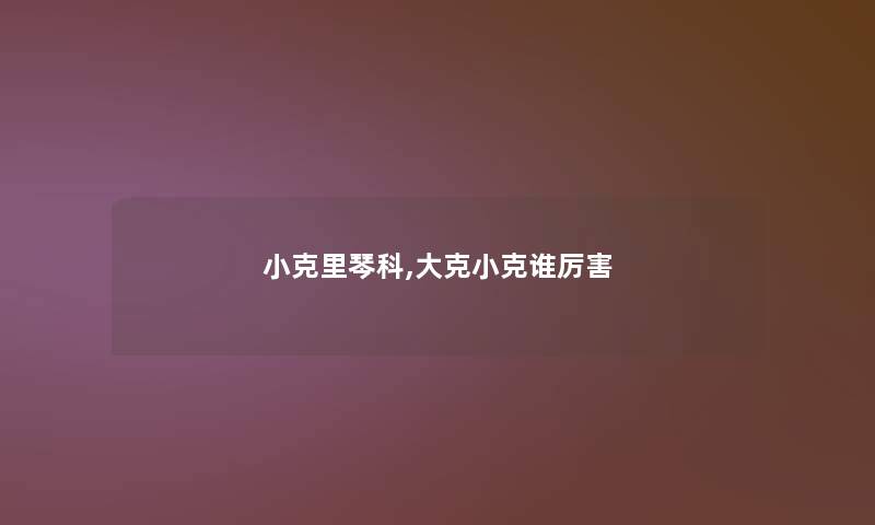 小克里琴科,大克小克谁厉害