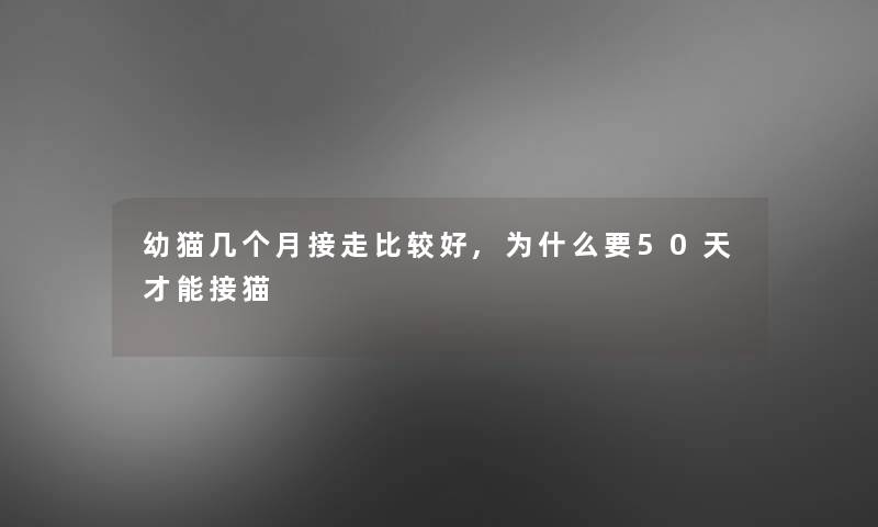 幼猫几个月接走比较好,为什么要50天才能接猫