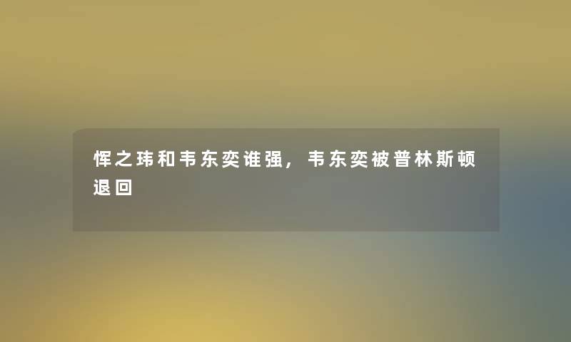 恽之玮和韦东奕谁强,韦东奕被普林斯顿退回 恽之玮和韦东奕谁强,韦东奕被普林斯顿退回
