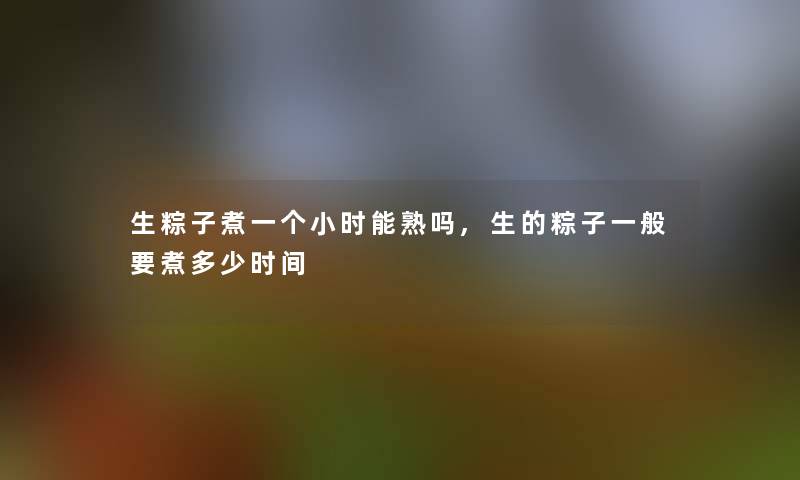 生粽子煮一个小时能熟吗,生的粽子一般要煮多少时间