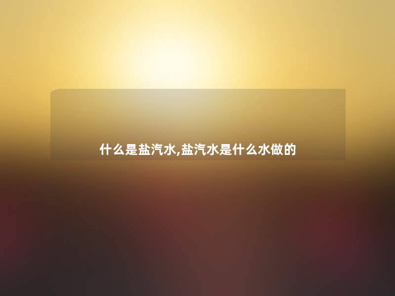 什么是盐汽水,盐汽水是什么水做的