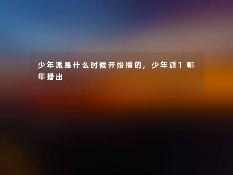 少年派是什么时候开始播的,少年派1哪年播出 少年派是什么时候开始播的,少年派1哪年播出