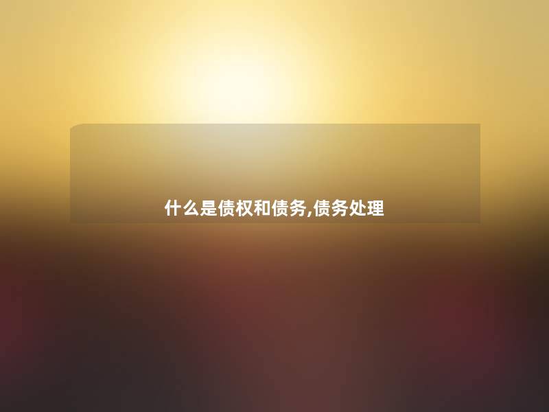 什么是债权和债务,债务处理