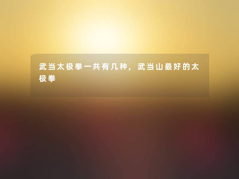 武当太极拳一共有几种,武当山好的太极拳