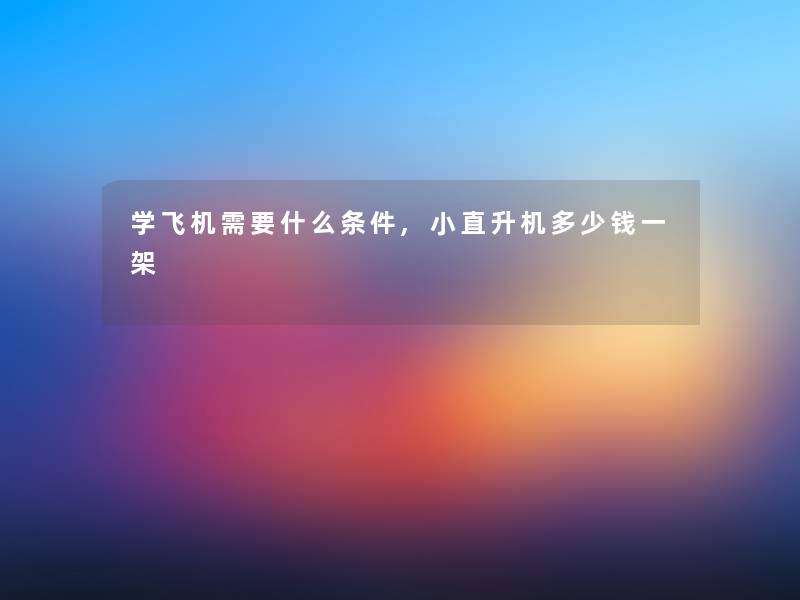 学飞机需要什么条件,小直升机多少钱一架