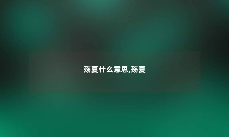 殇夏什么意思,殇夏