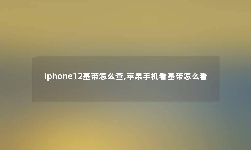 iphone12基带怎么查,苹果手机看基带怎么看