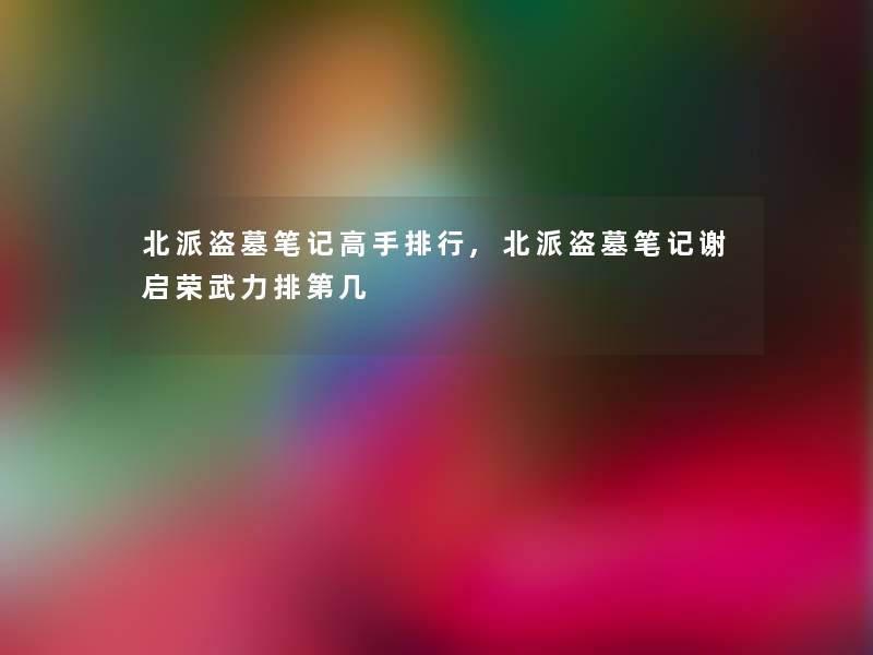 北派盗墓笔记高手整理,北派盗墓笔记谢启荣武力排第几